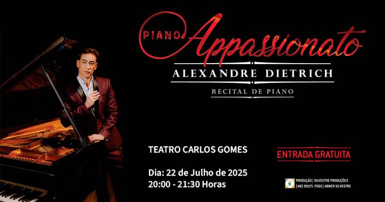Aproveite o Recital Piano Appassionato - 22/07/2025 - Teatro Carlos Gomes