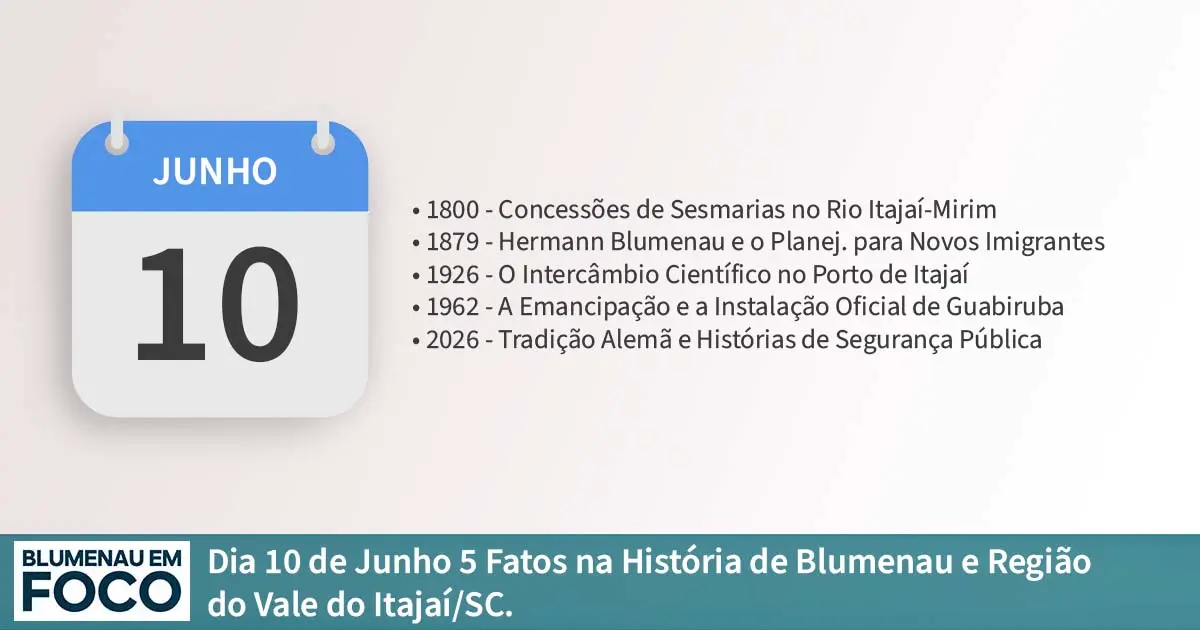 Dia 10 de Junho 5 Fatos na História de Blumenau e Região do Vale do Itajaí/SC. - Blumenau em Foco Portal de Notícias de Blumenau/SC Dia 10 de Junho 5 Fatos na História de Blumenau e Região do Vale do Itajaí/SC. - Blumenau em Foco Portal de Notícias de Blumenau/SC