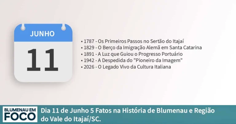 Dia 11 de Junho: 5 Fatos na História de Blumenau e Região do Vale do Itajaí/SC. - Blumenau em Foco Portal de Notícias de Blumenau/SC