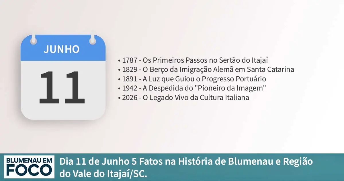 Dia 11 de Junho: 5 Fatos na História de Blumenau e Região do Vale do Itajaí/SC. - Blumenau em Foco Portal de Notícias de Blumenau/SC Dia 11 de Junho: 5 Fatos na História de Blumenau e Região do Vale do Itajaí/SC. - Blumenau em Foco Portal de Notícias de Blumenau/SC