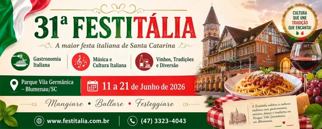 Dia 11 de Junho de 2026: O Legado Vivo da Cultura Italiana. - Blumenau em Foco Portal de Notícias de Blumenau/SC