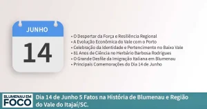 Dia 14 de Junho 5 Fatos na História de Blumenau e Região do Vale do Itajaí/SC. - Blumenau em Foco Portal de Notícias de Blumenau/SC