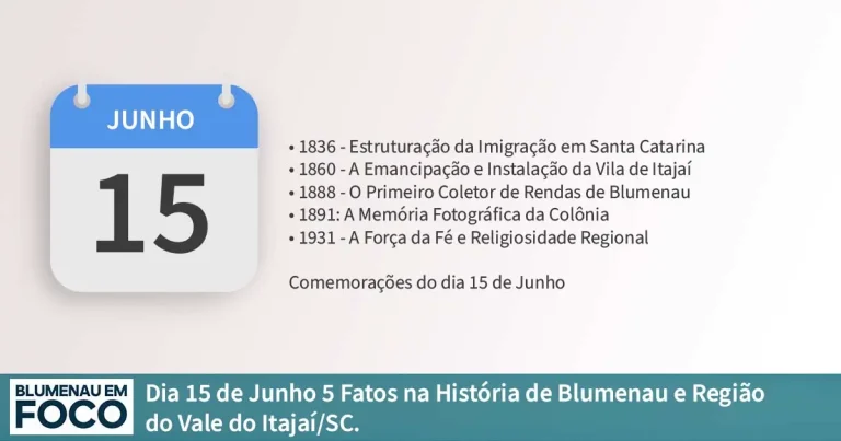 Dia 15 de Junho 5 Fatos na História de Blumenau e Região do Vale do Itajaí/SC. - Blumenau em Foco Portal de Notícias de Blumenau/SC