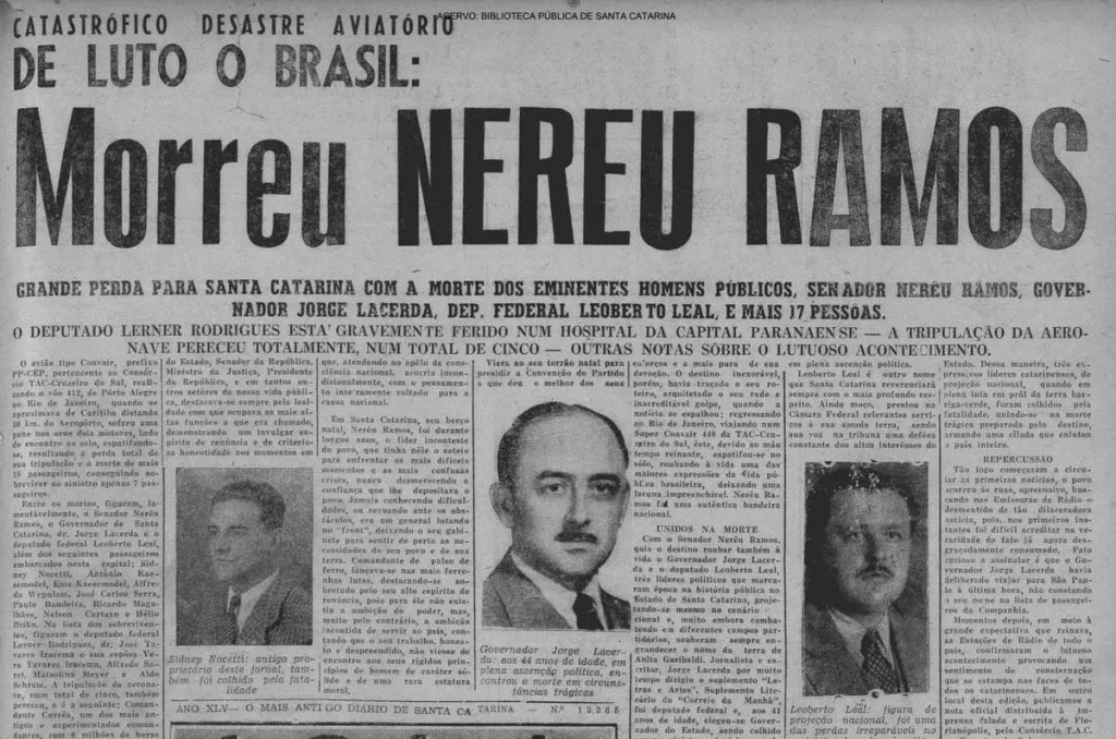 Dia 16 de Junho de 1958: O Luto Oficial e a Perda de Lideranças. - Blumenau em Foco Portal de Notícias de Blumenau/SC
