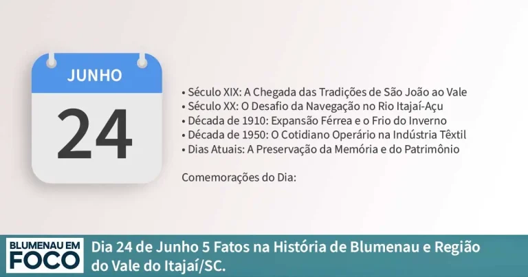 Dia 24 de Junho 5 Fatos na História de Blumenau e Região do Vale do Itajaí/SC. - Blumenau em Foco Portal de Notícias de Blumenau/SC