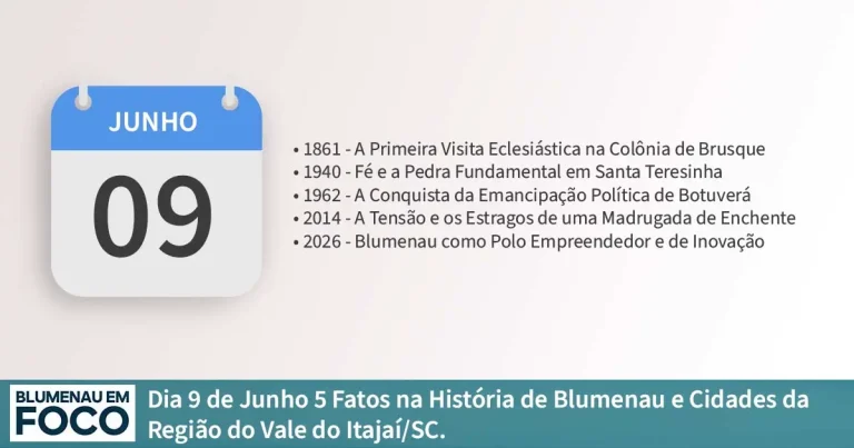Dia 9 de Junho 5 Fatos na História de Blumenau e Região do Vale do Itajaí/SC. - Blumenau em Foco Portal de Notícias de Blumenau/SC