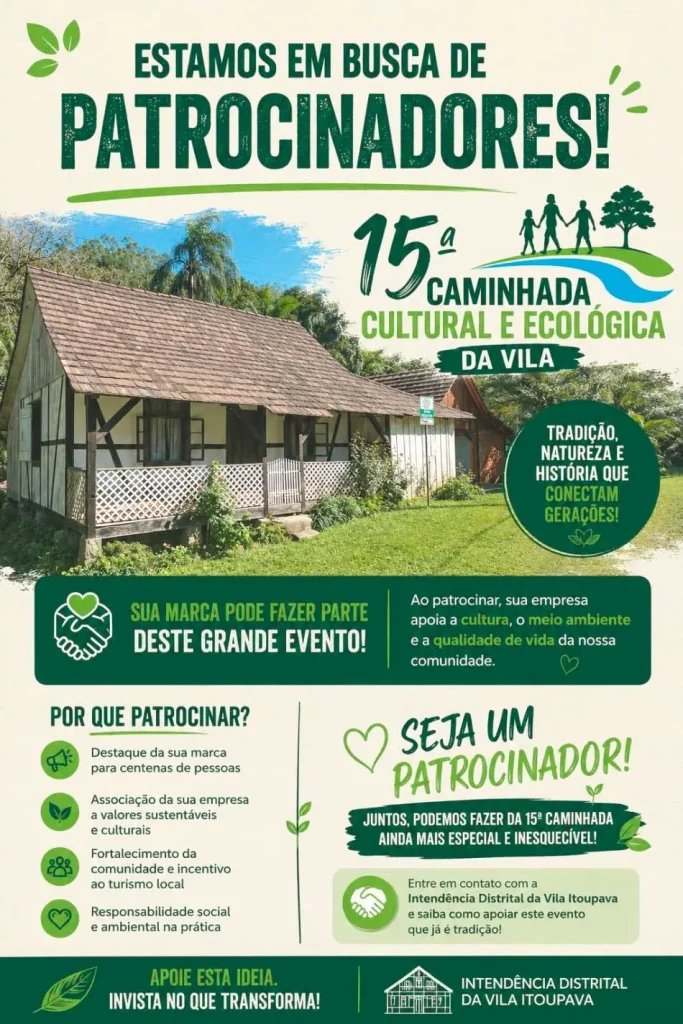 Inscrições de Patrocinadores da 15ª Caminhada Cultural e Ecológica da Vila Itoupava. - Blumenau em Foco Portal de Notícias de Blumenau/SC Inscrições de Patrocinadores da 15ª Caminhada Cultural e Ecológica da Vila Itoupava. - Blumenau em Foco Portal de Notícias de Blumenau/SC
