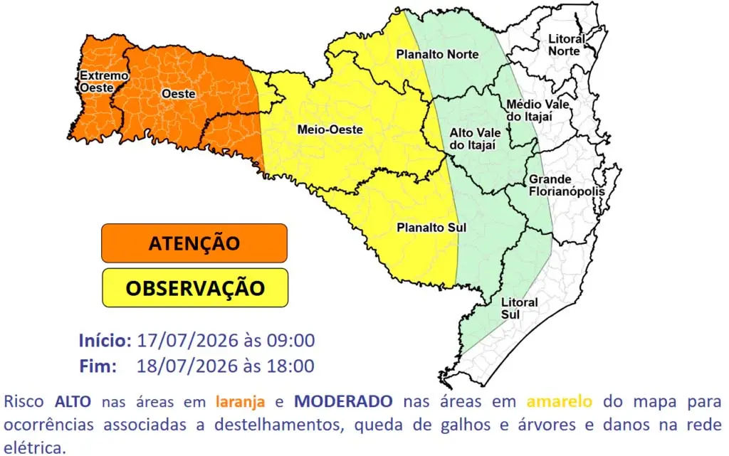 Clima 17 de Julho de 2026, Veja Áreas Afetadas na Região de Blumenau e Santa Catarina. - Blumenau em Foco Portal de Notícias de Blumenau/SC