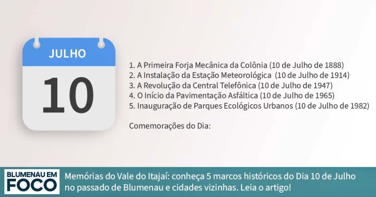 Dia 10 de Julho 5 Fatos na História de Blumenau e Região do Vale do Itajaí/SC. - Blumenau em Foco Portal de Notícias de Blumenau/SC