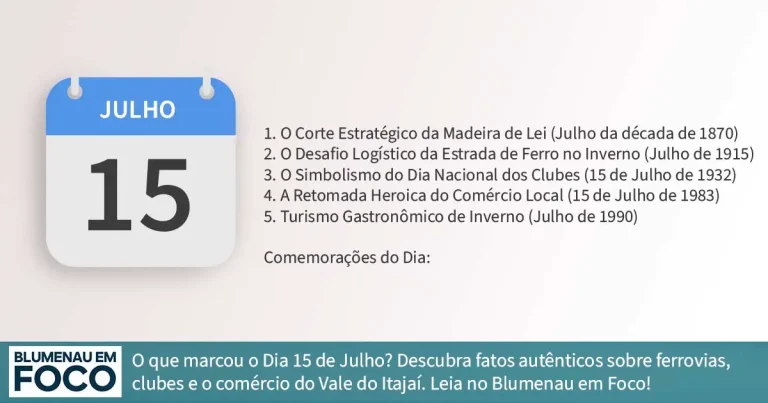 Dia 15 de Julho: 5 Fatos na História de Blumenau e Região do Vale do Itajaí/SC. - Blumenau em Foco Portal de Notícias de Blumenau/SC