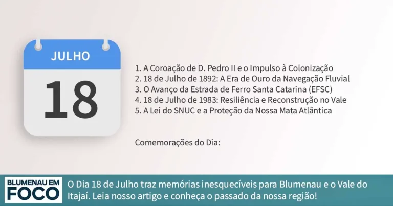 Dia 18 de Julho 5 Fatos na História de Blumenau e Região do Vale do Itajaí/SC. - Blumenau em Foco Portal de Notícias de Blumenau/SC
