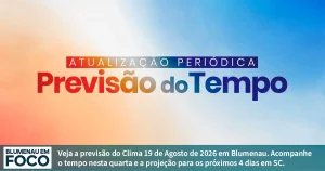 Clima 19 de Agosto de 2026 Quarta e Próximos 4 dias Blumenau e Santa Catarina. - Blumenau em Foco Portal de Notícias de Blumenau/SC.