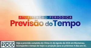 Clima 21 de Agosto de 2026 Sexta e Próximos 4 dias Blumenau e Santa Catarina. - Blumenau em Foco Portal de Notícias de Blumenau/SC.