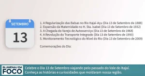 Dia 13 de Setembro 5 Fatos na História de Blumenau e Região do Vale do Itajaí/SC. - Blumenau em Foco Portal de Notícias de Blumenau/SC.