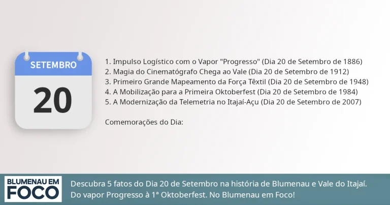 Dia 20 de Setembro 5 Fatos na História de Blumenau e Região do Vale do Itajaí/SC. - Blumenau em Foco Portal de Notícias de Blumenau/SC.